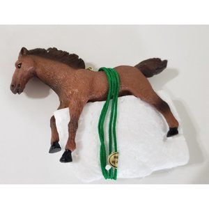 Galloping Horse Ornament 4" Brown Resin Christmas